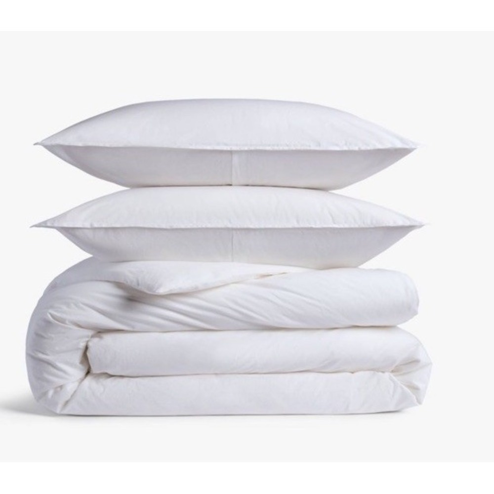 Casual Organic Cotton Full Queen  Duvet Cover & Sham Set - Parachute WHITE